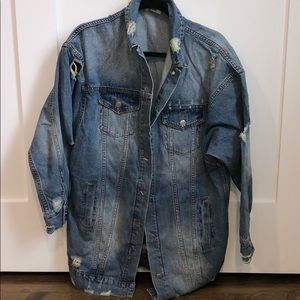 Extra long distressed Jean jacket